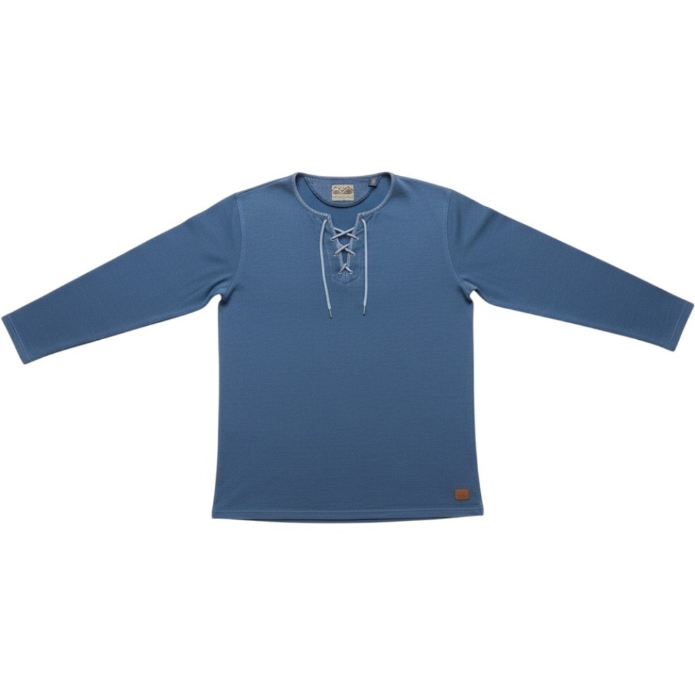 Scotch & Soda Lace Up Top Women Medium Blue Long Sleeve Cotton Knit Casual